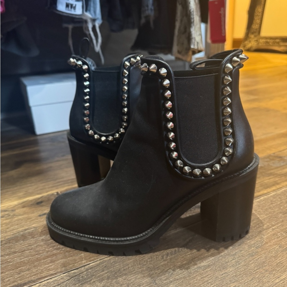 Christian Louboutin Black Studded Ankle Boots